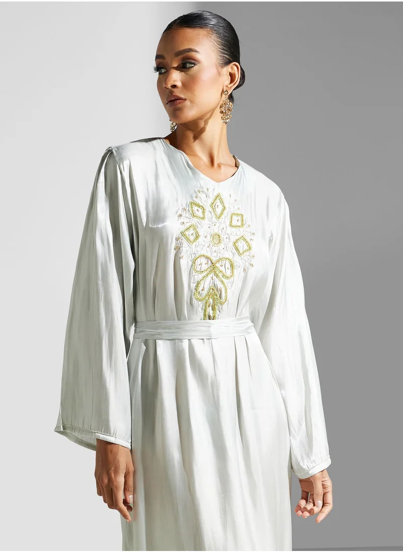 hayas closet Embellished Belted Jalabiya