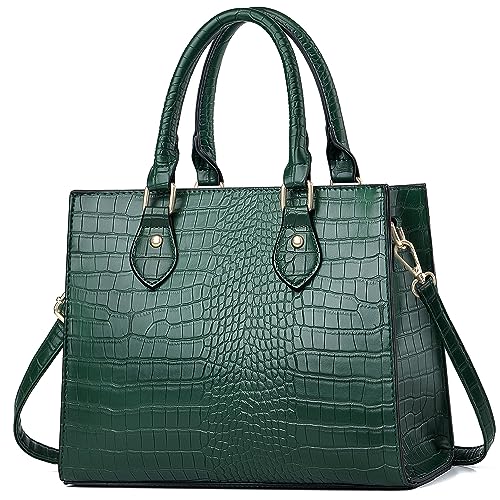 CHICAROUSAL Crossbody Purses and Handbags for Women PU Leather Tote Top Handle Satchel Shoulder Bags (DK Green Stw) - Image 1