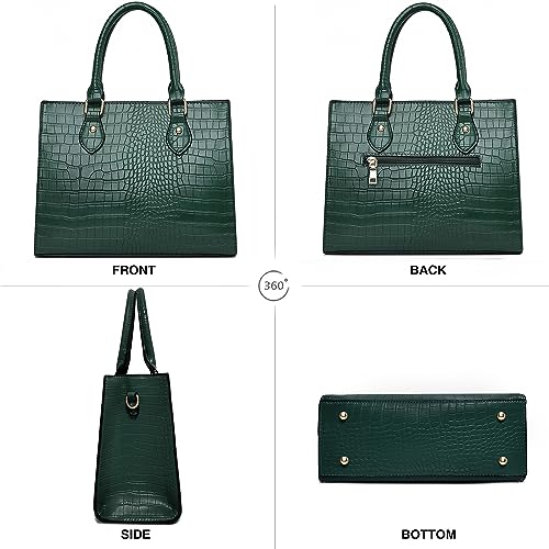 CHICAROUSAL Crossbody Purses and Handbags for Women PU Leather Tote Top Handle Satchel Shoulder Bags (DK Green Stw) - Image 4