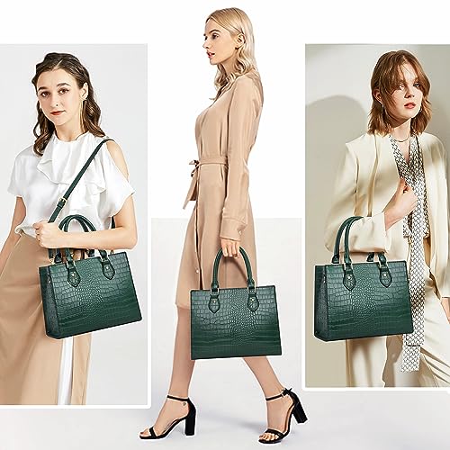 CHICAROUSAL Crossbody Purses and Handbags for Women PU Leather Tote Top Handle Satchel Shoulder Bags (DK Green Stw) - Image 3