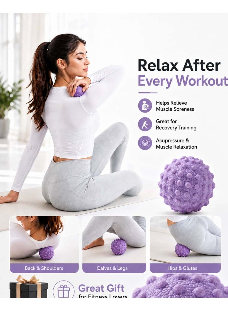 AZMARO 5cm Purple Massage Ball, Trigger Point Therapy Ball for Muscle Recovery & Myofascial Release, Reflexology Ball for Foot, Back & Body Massage, Portable Deep Tissue Tool for Yoga, Gym & Home - Image 4