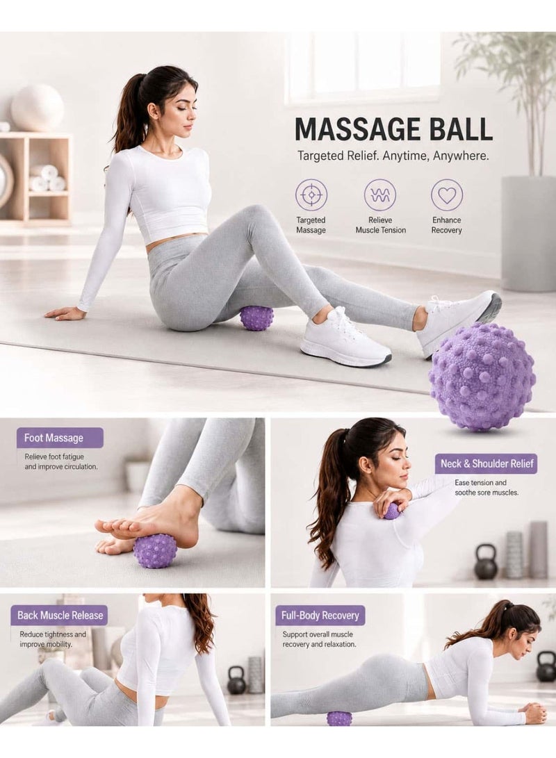 AZMARO 5cm Purple Massage Ball, Trigger Point Therapy Ball for Muscle Recovery & Myofascial Release, Reflexology Ball for Foot, Back & Body Massage, Portable Deep Tissue Tool for Yoga, Gym & Home - Image 5