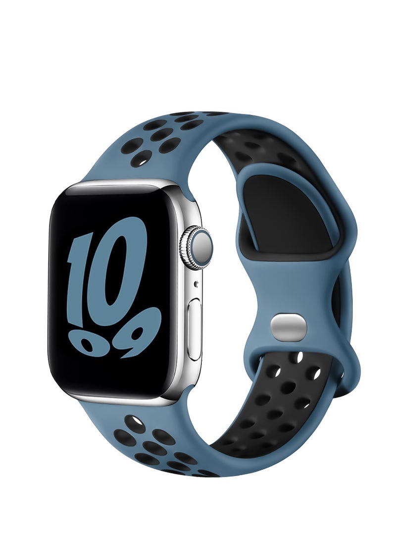 Generic - Sporty Band For Apple Watch Soft Silicone Replacement Strap Band For Apple Watch Series 1/2/3/4/5/6/7/Se Sizes 38mm/40mm/41mm (Teal Blue & Black M/L - Image 1