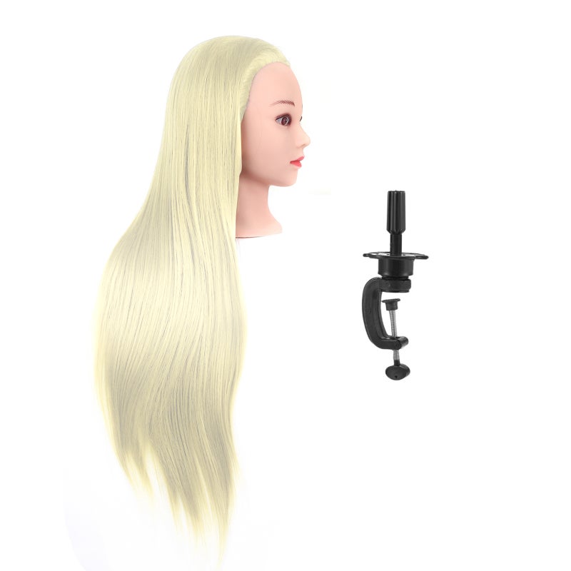 Mannequin Head with Clamp Holder for Braiding Hair 24'' Manikin Head Hairdresser Training Practice Head Cosmetology Dummy Head - Image 1