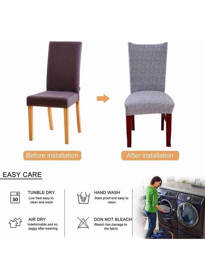 Styleys أغطية كراسي طعام مرنة مطبوعة بخطوط من مزيج البوليستر القابل للغسل لحماية الكراسي في المنزل والمطبخ والحفلات والمطاعم SLMC121 (خطوط زرقاء رمادية - عبوة من 6) - Image 5