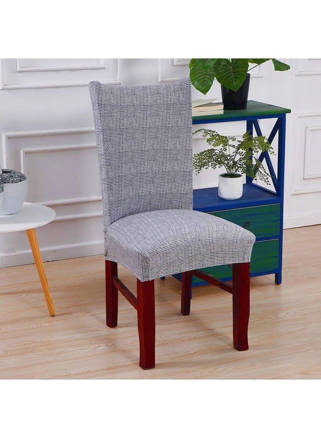 Styleys أغطية كراسي طعام مرنة مطبوعة بخطوط من مزيج البوليستر القابل للغسل لحماية الكراسي في المنزل والمطبخ والحفلات والمطاعم SLMC121 (خطوط زرقاء رمادية - عبوة من 6) - Image 2