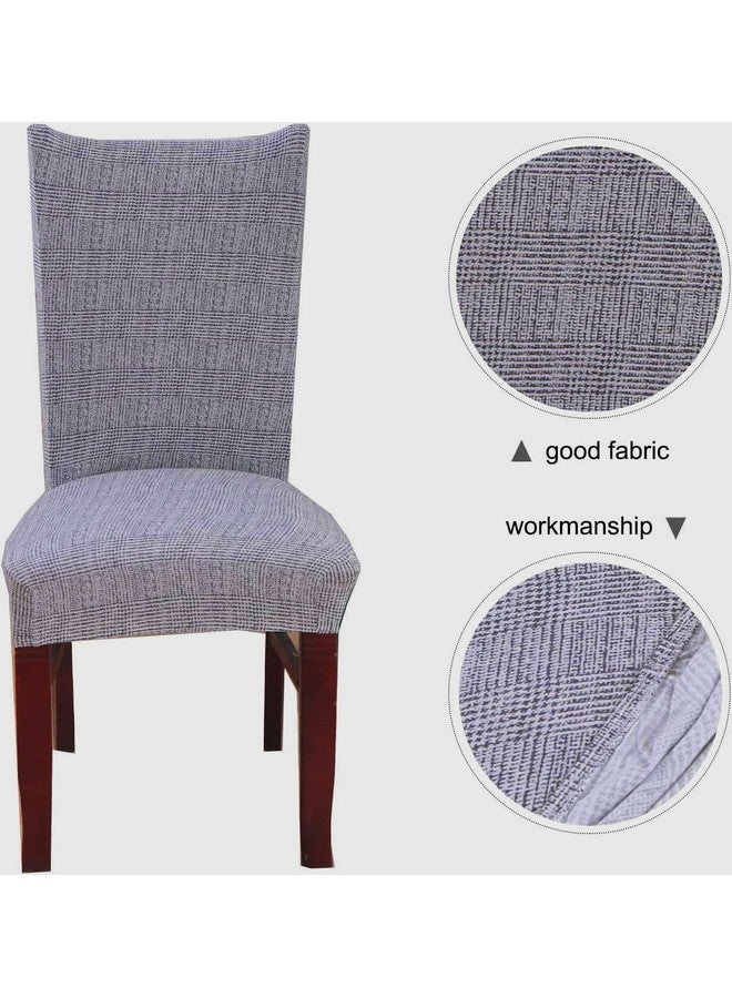 Styleys أغطية كراسي طعام مرنة مطبوعة بخطوط من مزيج البوليستر القابل للغسل لحماية الكراسي في المنزل والمطبخ والحفلات والمطاعم SLMC121 (خطوط زرقاء رمادية - عبوة من 6) - Image 3