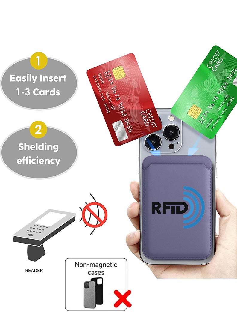 Theodor Magnetic Phone Wallet Card Holder Compatible with Apple MagSafe Wallet for iPhone 16 15 14 13 12 Series Model, Mag Safe  Wallet for Samsung Galaxy S25/S24/ S23/ S22 Series, Purple - Image 2