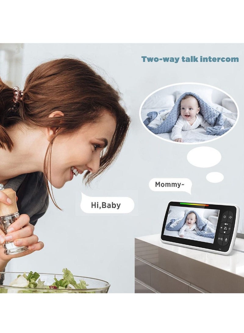 Crony SM650 5-inch TFT LCD Baby Monitor with Night Vision, Two-Way Audio, Wireless Connectivity, 355° Horizontal & 120° Vertical PTZ, 5" Large Screen, Temperature Alarm, Lullabies, 2100mAh Battery - Image 4