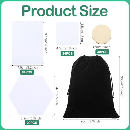 AceOrbit Blank Board Game Set 20 Pcs Hexagon Blank Board Game with Dice Playing Cards Wood Chips Velvet Bag Create Your Own Whiteboard Tiles for DIY Family Games - Image 5