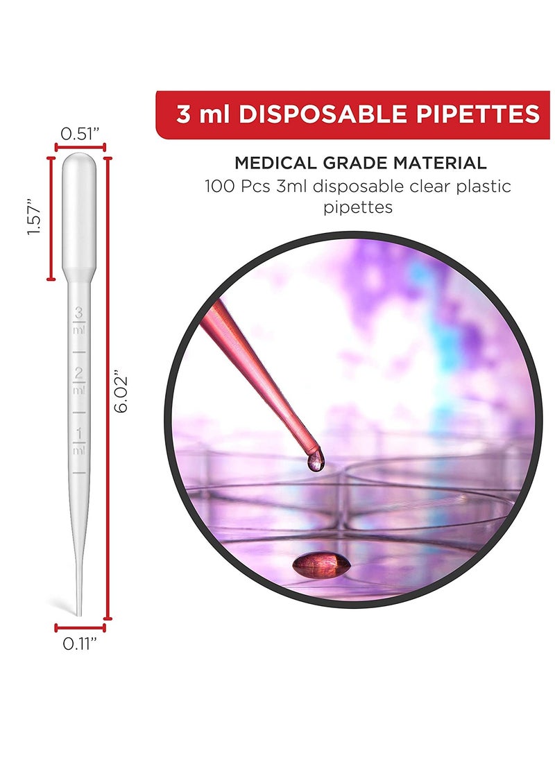 SYOSI - 100pcs Plastic Disposable Transfer Pipettes   3ml Plastic Calibrated Graduated Eye Dropper Suitable for Lip Gloss Transfer Essential Oils Science Laboratory Experiment - Image 1