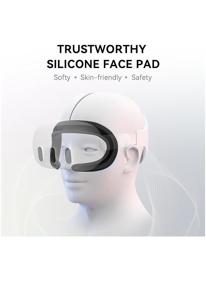 بروماس غطاء سيليكون متوافق مع ملحقات Quest 3، غطاء وجه سيليكون VR، غطاء VR Shell، حافظة قبضة وحدة التحكم باللمس (أبيض) - Image 3