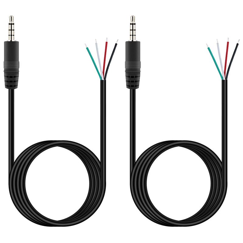 Fancasee 3.5mm 1/8" to Speaker Wire, 2-Pack 6FT TRRS Stereo 3.5mm Male Plug to Bare Wire Pigtail 3.5mm Jack Connector Adapter Repair Audio Cable for Microphone Headphone Headset Earphone Speaker - Image 1