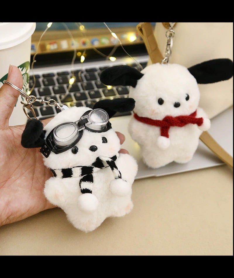 BdelrinQue Plush Keychain, Cute for Girls, Fashionable Bag Charms for Handbags, 12cm High, Cute Image Keychain of White Puppy - Image 4