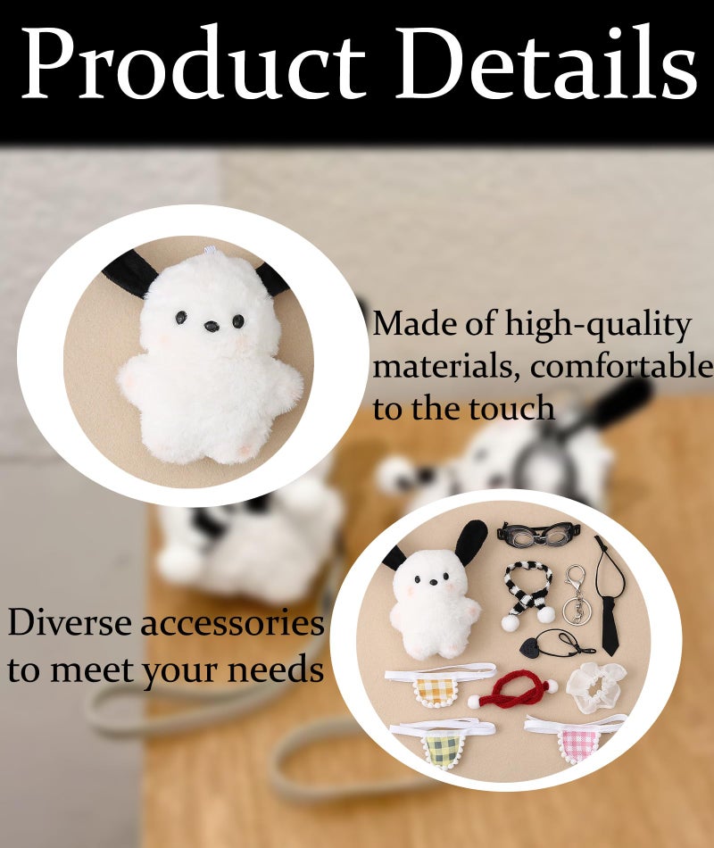 BdelrinQue Plush Keychain, Cute for Girls, Fashionable Bag Charms for Handbags, 12cm High, Cute Image Keychain of White Puppy - Image 3