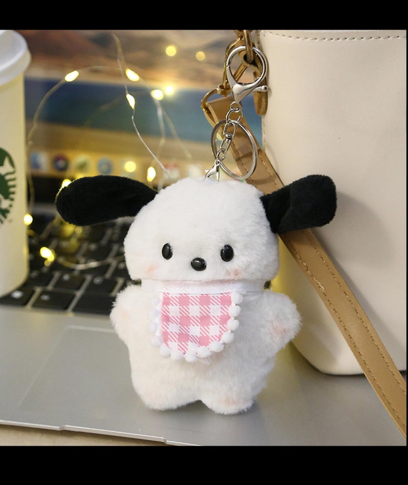BdelrinQue Plush Keychain, Cute for Girls, Fashionable Bag Charms for Handbags, 12cm High, Cute Image Keychain of White Puppy - Image 5