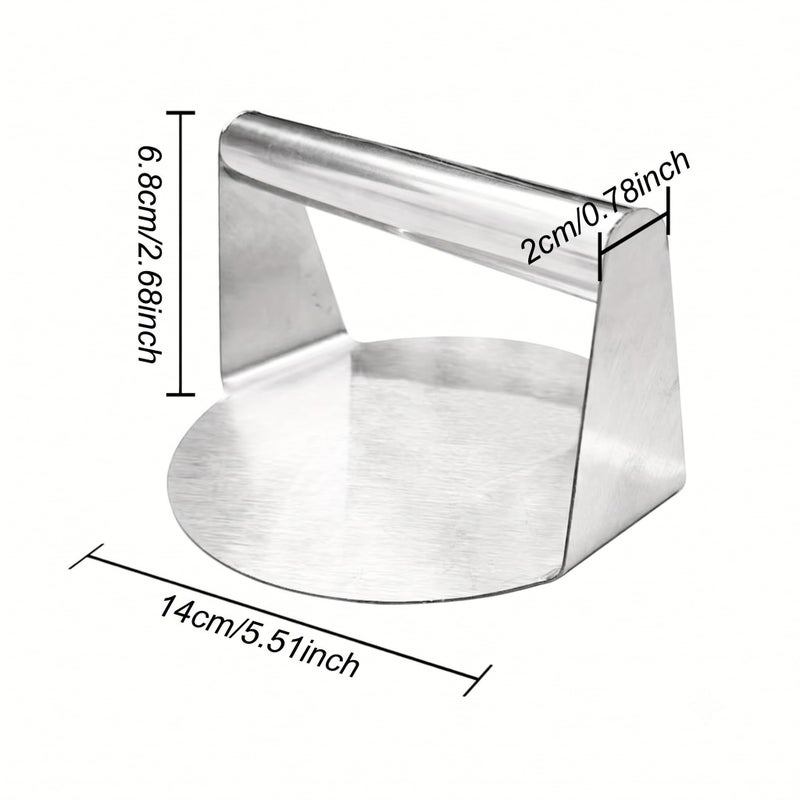 mysouq | Stainless Steel Burger Press, Round Patty Maker, Heavy Duty with Heat-Resistant Handle, Dishwasher Safe, for BBQ, Grilling and Home Cooking (14 CM , 250 Gram )