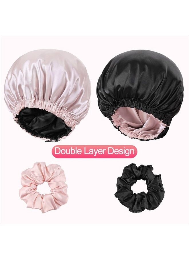CENTSTAR - Reversible Silk Satin Bonnet for Sleeping, Large Adjustable Silk Satin Hair wrap Hair Cap for Women Curly Hair (Pink) - Image 1