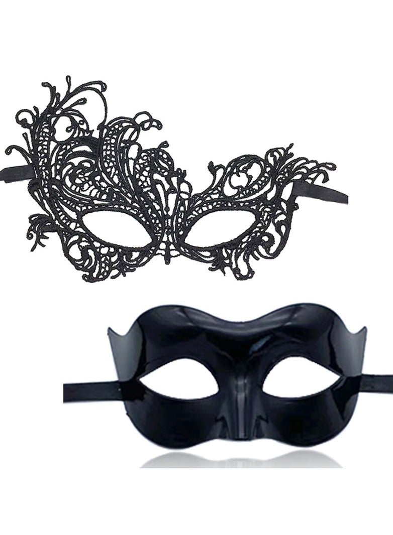 قطعتين من أقنعة التنكر وجه غامض قناع فينيسي لحفلة الكرنفال بال costumes - Image 1
