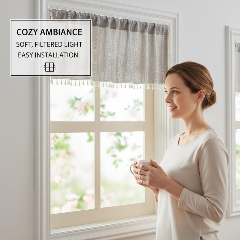 Stylish Kitchen Valances for Windows Featuring Elegant Patterns in for Farmhouse Decor Elevate Your Home with These Chic Short Curtains - Image 4