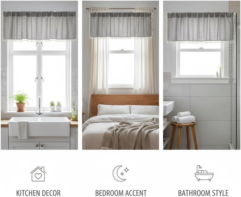 Stylish Kitchen Valances for Windows Featuring Elegant Patterns in for Farmhouse Decor Elevate Your Home with These Chic Short Curtains - Image 2