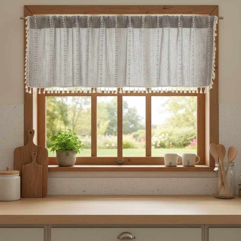 Stylish Kitchen Valances for Windows Featuring Elegant Patterns in for Farmhouse Decor Elevate Your Home with These Chic Short Curtains - Image 3