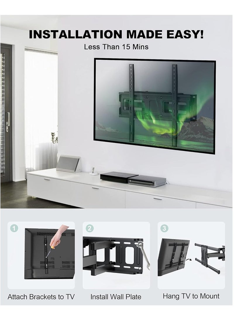 TIGER Full Motion TV Wall Mount Bracket for 26-55 Inch LED, LCD, OLED TVs – Dual Articulating Swivel Arms, Tilts & Rotates, Max VESA 400x400mm, Holds up to 99 lbs  - Image 4
