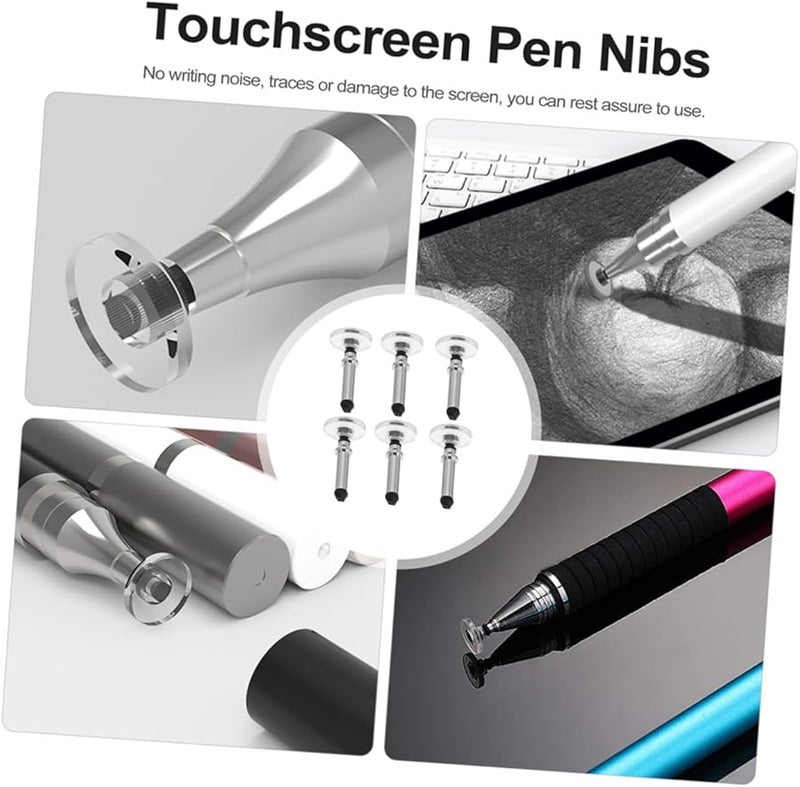 Coheali 6 Pack Stylus Pen Nibs Replacement Tips Round Plate Design Smooth Material for Tablets Phones - Image 4