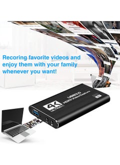 KASTWAVE بطاقة التقاط الصوت والفيديو، HDMI USB3.0 4K 1080P 60fps محول فيديو محمول موثوق به لبث الألعاب والبث المباشر وتسجيل الفيديو، أسود  - Image 4