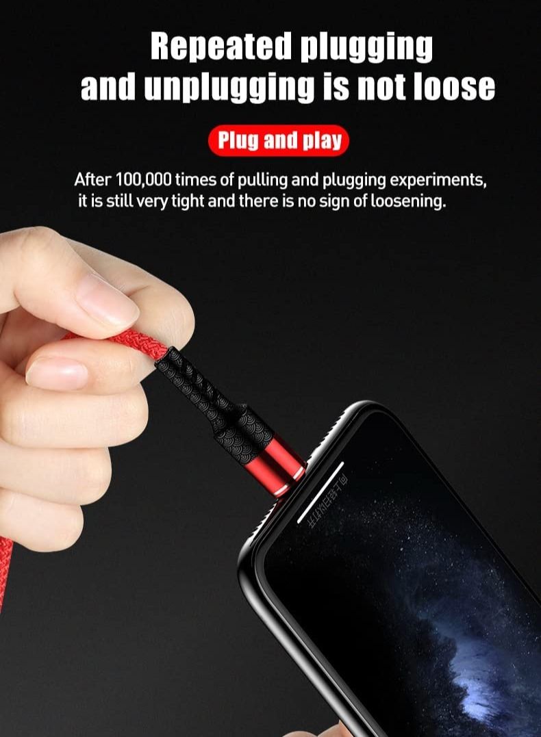 Nylon fast charging cable, 3A lighting charger cable, CE, FCC, ROSH Certified, compatible with iPhone13 /iPhone13 mini/iPhone 13 Pro/iPhone13 Pro Max (Black, 1.2M) - Image 3