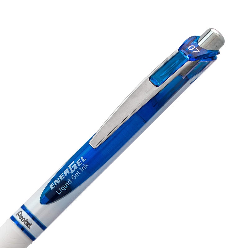 Pentel Energel Rtx Pearl Retractable Liquid Gel Pen  (0.7Mm) Medium Line  Needle Tip  Blue Ink  12 Pack (Bln77Pw-C) - Image 4