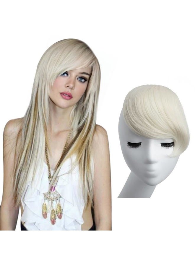 SARLA Platinum Blonde Side Bangs Clip in Hair Extensions Straight Synthetic Hair Bangs for Women - Image 1