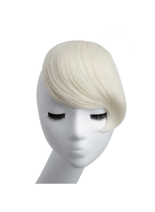SARLA Platinum Blonde Side Bangs Clip in Hair Extensions Straight Synthetic Hair Bangs for Women - Image 2
