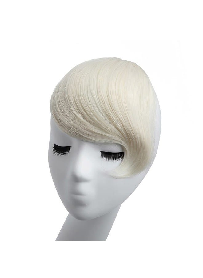 SARLA Platinum Blonde Side Bangs Clip in Hair Extensions Straight Synthetic Hair Bangs for Women - Image 3