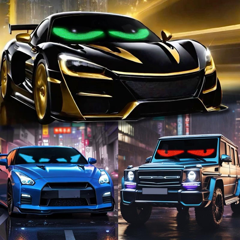 GOTUS 2Pcs Devil Eyes Light for Cars,Flexible Scrolling Programmable LED Signs,LED Eyes for Truck Windshield,Custom Editor Colours,Animations,Text - Image 3