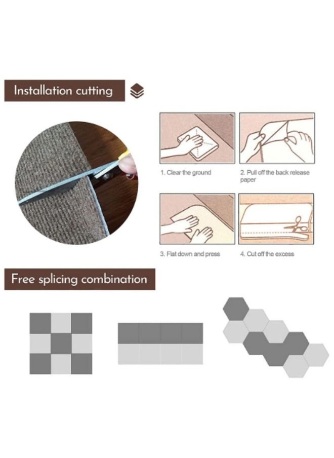 GGEROU - 10Pcs Carpet Tile Self Adhesive Carpet Tile Self Adhesive Carpet Washable Commercial Carpet Flooring Tiles 30*30cm Beige - Image 1