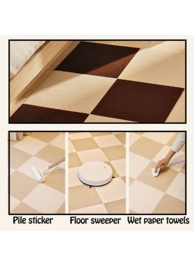 GGEROU - 10Pcs Carpet Tile Self Adhesive Carpet Tile Self Adhesive Carpet Washable Commercial Carpet Flooring Tiles 30*30cm Beige - Image 1