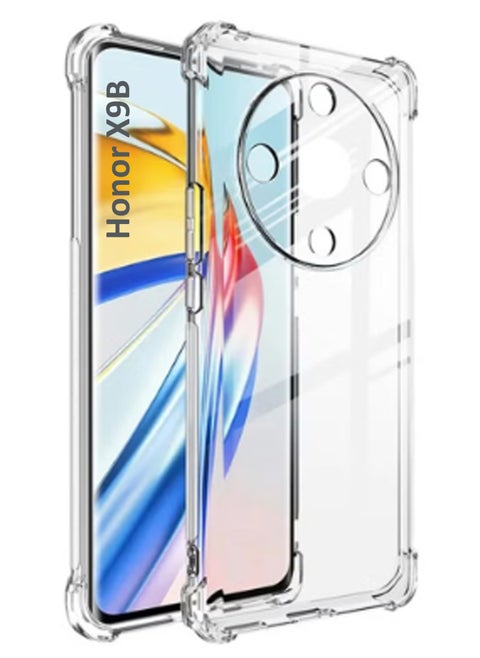 Ultra Clear Flexible Shockproof Silicone  Back Cover With Raised Edge Bumps Protection For Honor X9B  - Transparent