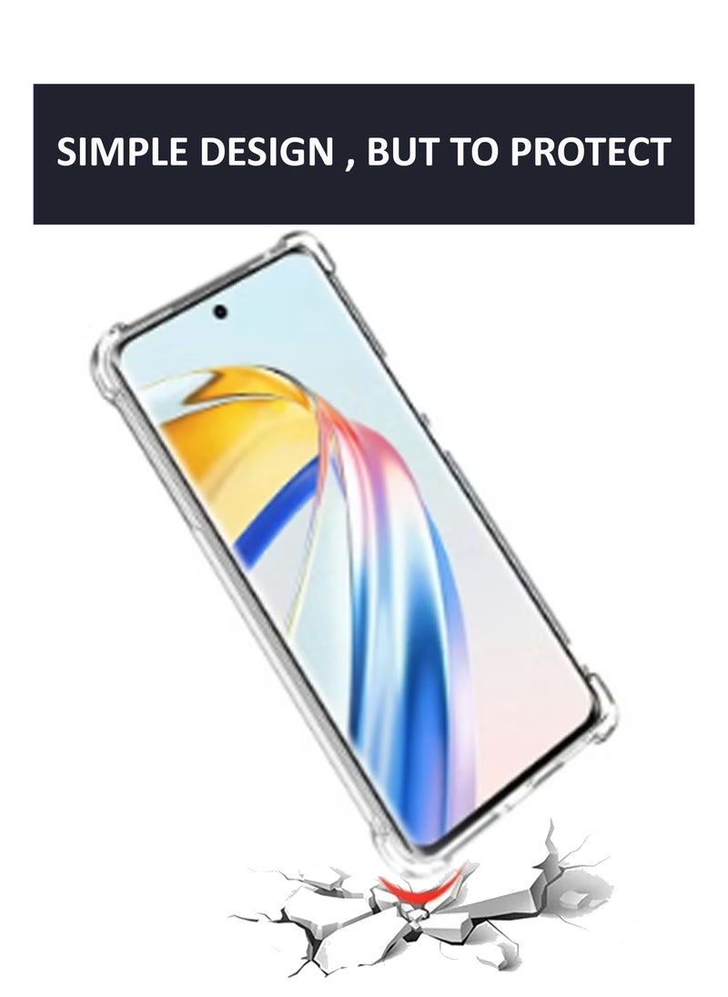 Ultra Clear Flexible Shockproof Silicone  Back Cover With Raised Edge Bumps Protection For Honor X9B  - Transparent