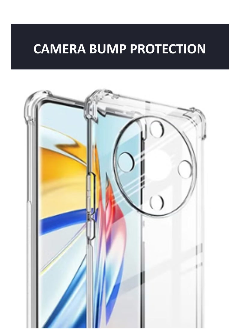 Ultra Clear Flexible Shockproof Silicone  Back Cover With Raised Edge Bumps Protection For Honor X9B  - Transparent