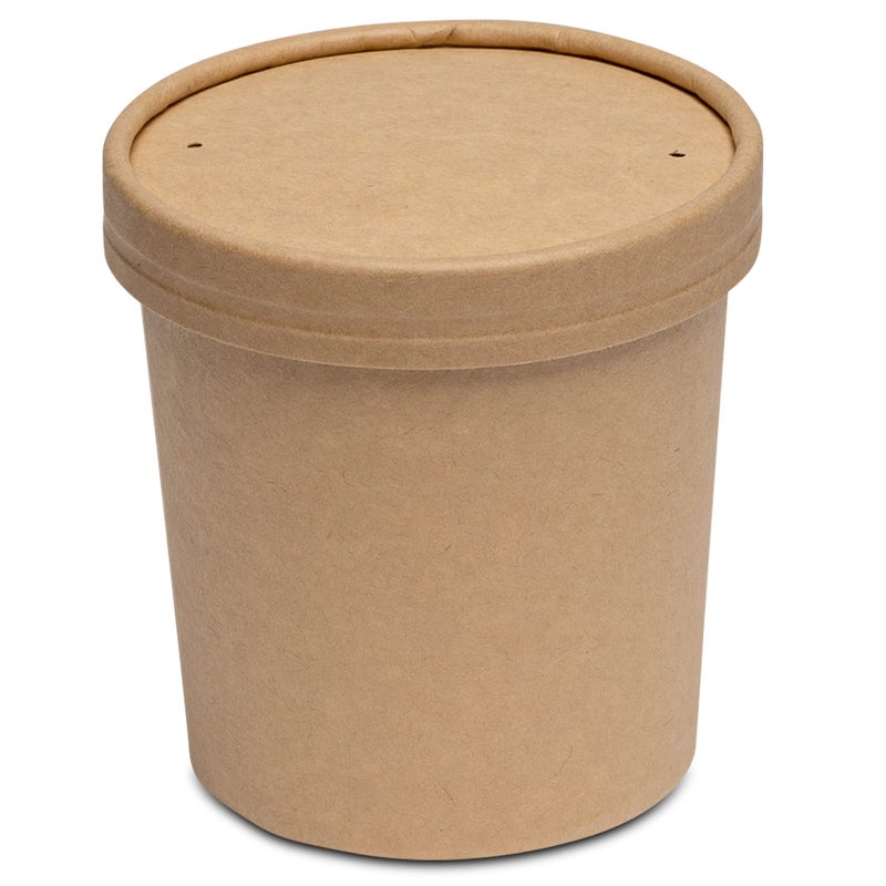Comfy Package [25 Sets] 16 oz. Paper Food Containers With Vented Lids  To Go Hot Soup Bowls  Disposable Ice Cream Cups  Kraft - Image 2