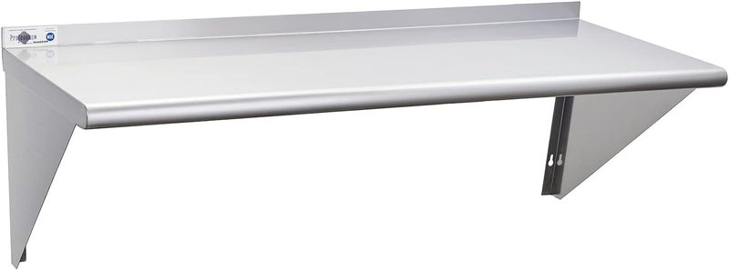 Profeeshaw NSF Stainless Steel Shelf 18” x 48”, 400 lb Commercial Shelves Wall Mounted Metal Shelving with Backsplash and 2 Brackets for Restaurant, Bar, Utility Room, Kitchen and Garage - Image 1