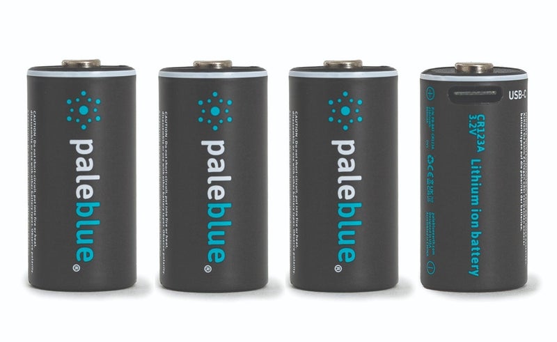 paleblue CR123A Rechargeable Li-Ion Batteries (4-Pack) with USB-A to USB-C Cable; 3V, 2580mWh/860mAh, Fast Charging Under 1.6 Hours, 1000+ Cycles, LED Charge Indicator, High-Capacity Lithium Batteries, No External Charger Needed - Image 2