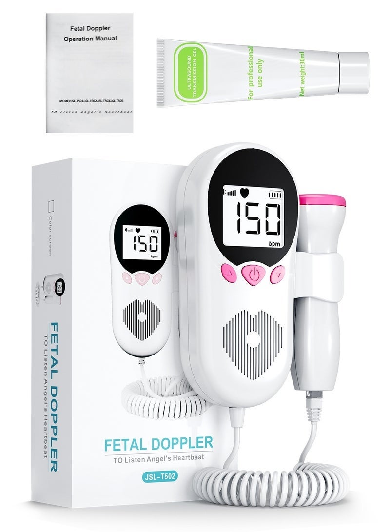 Portable Ultrasound Doppler Fetal Heart Rate Monitor - Baby Heartbeat Monitor Doppler with HD LCD Screen, Safe Prenatal Device for Moms - Image 1