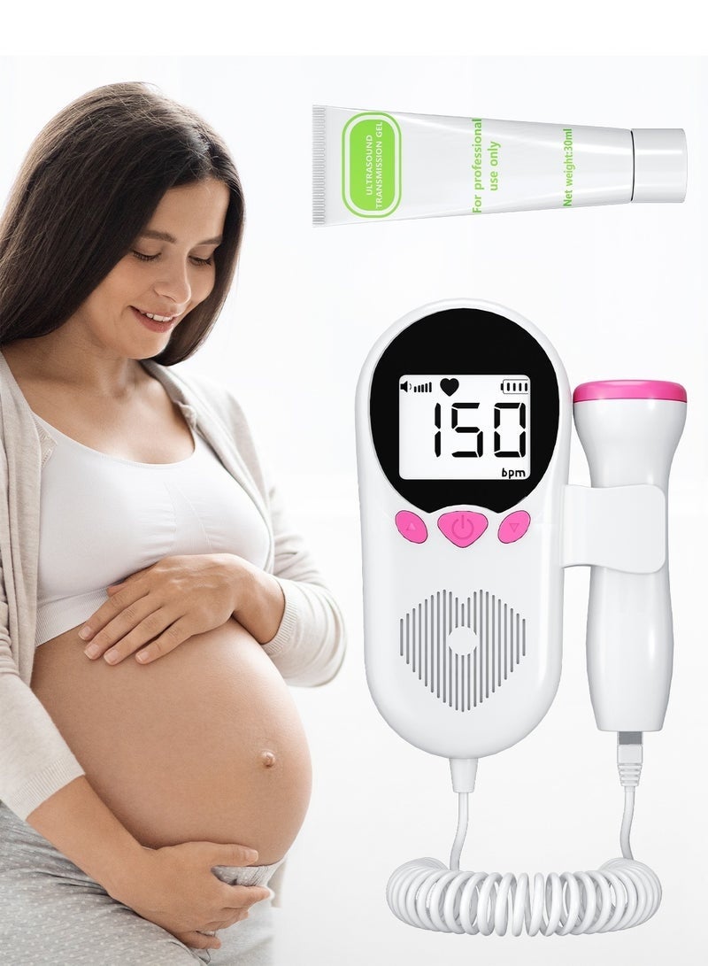 Portable Ultrasound Doppler Fetal Heart Rate Monitor - Baby Heartbeat Monitor Doppler with HD LCD Screen, Safe Prenatal Device for Moms - Image 2