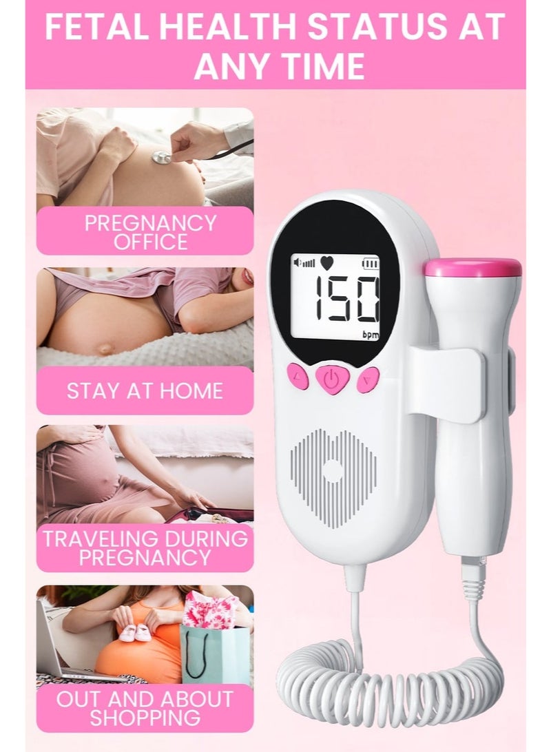 Portable Ultrasound Doppler Fetal Heart Rate Monitor - Baby Heartbeat Monitor Doppler with HD LCD Screen, Safe Prenatal Device for Moms - Image 3