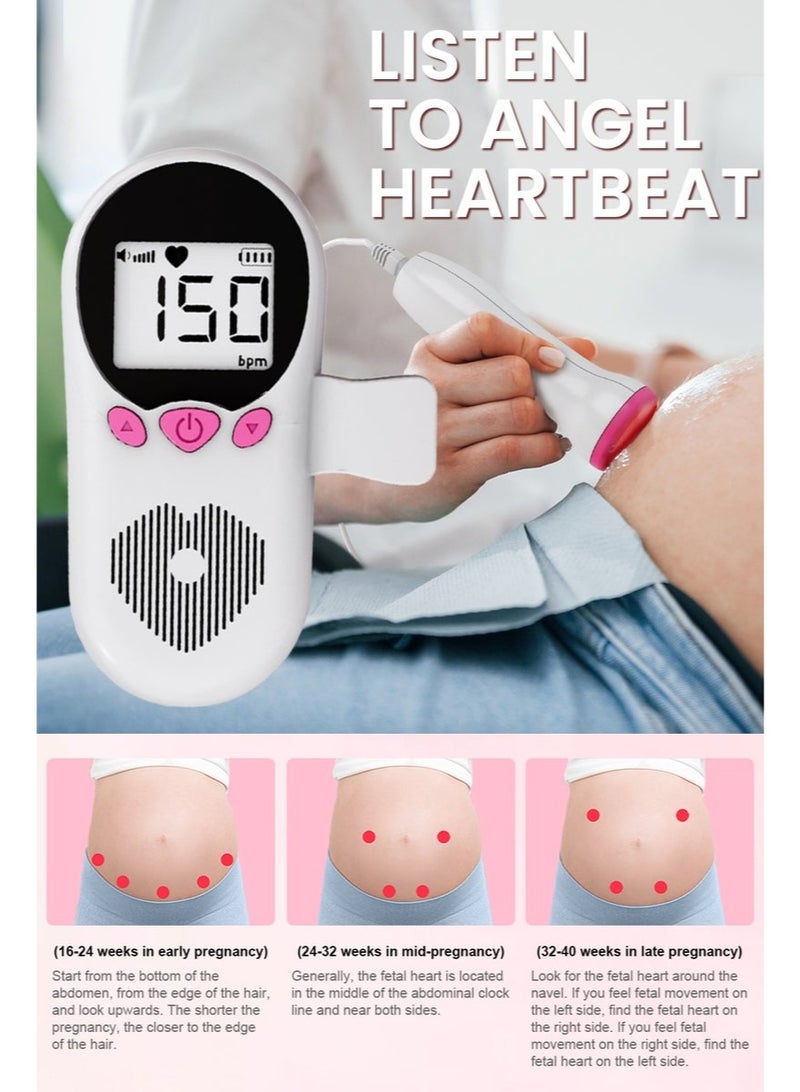 Portable Ultrasound Doppler Fetal Heart Rate Monitor - Baby Heartbeat Monitor Doppler with HD LCD Screen, Safe Prenatal Device for Moms - Image 5