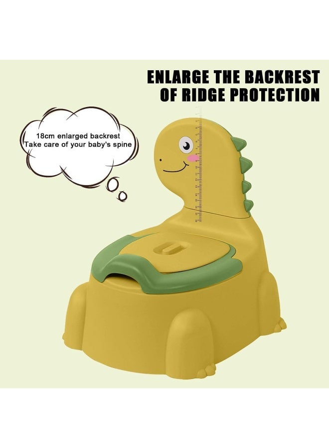 Premify Potty Toilet Potties Training Chair Baby Kids Boys Girls Toddler Dinosaur Urinal Pot Comfortable Children 1-6-Year-Old Children Infant Toilets Toddlers Animal Pottie With Lid Back (Yellow)  - Image 4