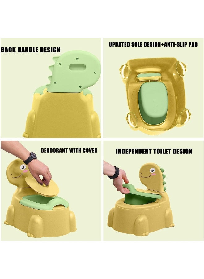 Premify Potty Toilet Potties Training Chair Baby Kids Boys Girls Toddler Dinosaur Urinal Pot Comfortable Children 1-6-Year-Old Children Infant Toilets Toddlers Animal Pottie With Lid Back (Yellow)  - Image 3