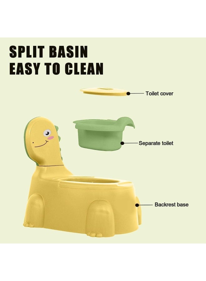 Premify Potty Toilet Potties Training Chair Baby Kids Boys Girls Toddler Dinosaur Urinal Pot Comfortable Children 1-6-Year-Old Children Infant Toilets Toddlers Animal Pottie With Lid Back (Yellow)  - Image 5